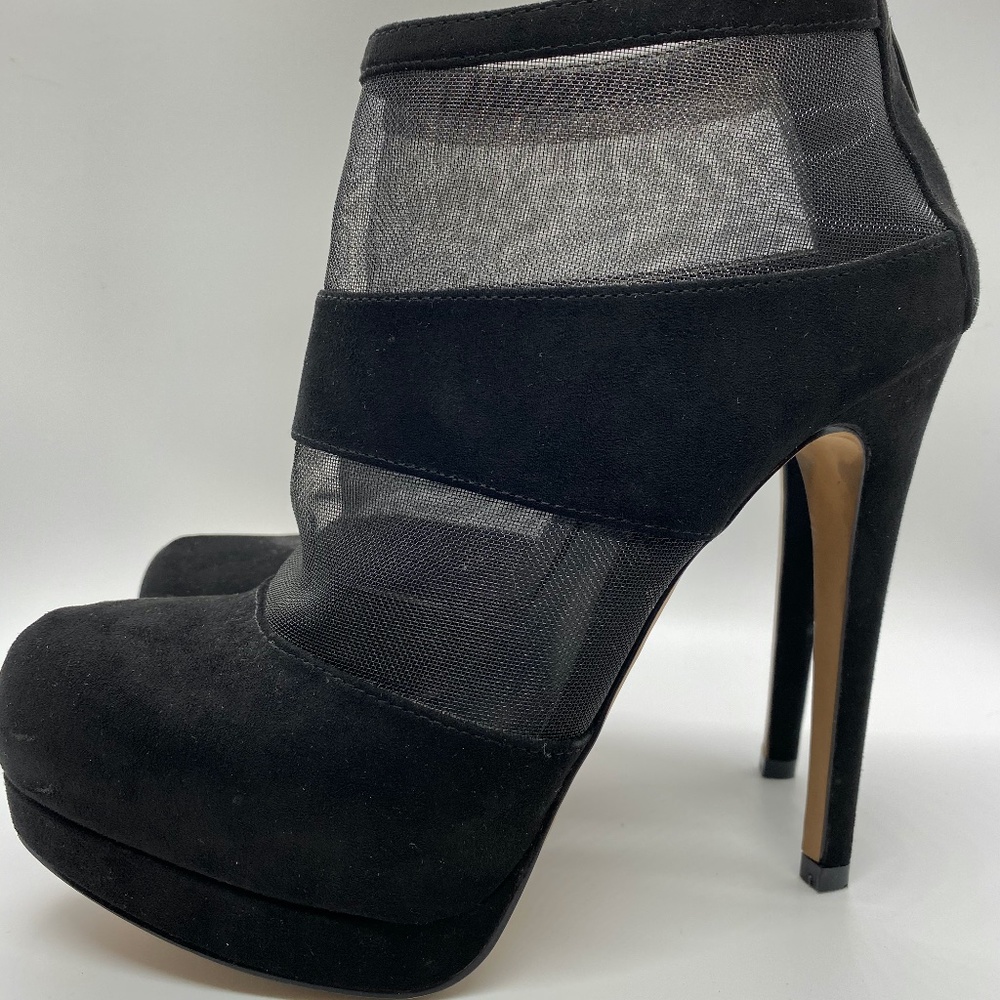 Aldo Leather Suede Mesh Ankle Bootie Heel 7.5